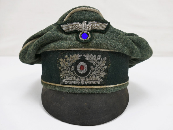 Wehrmacht Heeres Infanterie Schirmmütze Offizier Crusher Cap Gr.58 effektiert