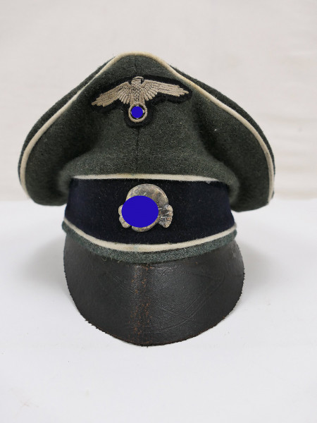 Waffen SS VT Offiziers Schirmmütze Crusher Cap Gr.60 Grobe Wolle mit Effekten Mix Unikat