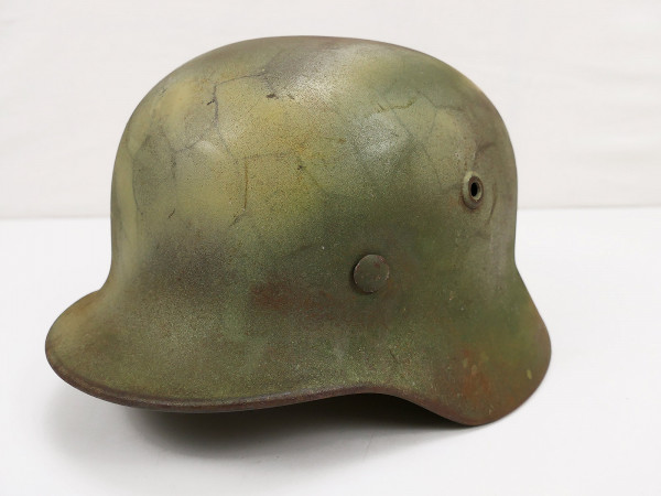 Wehrmacht Camouflage Stahlhelm M40 mit Helmfutter Gr.58 Gitternetz Tarnhelm aus Museum