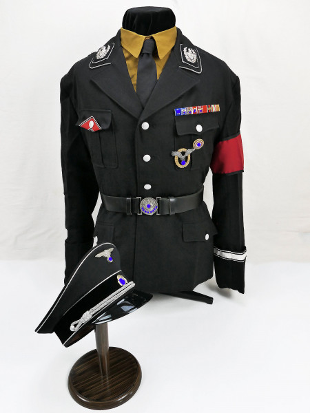 Schwarzes Uniform Ensemble Allgemeine SS M32 nach Vorlage Heinrich Himmler RFSS