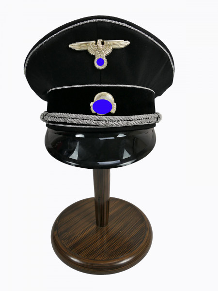Allgemeine SS Schirmmütze General schwarz Gr.58 mit Metall Effekten