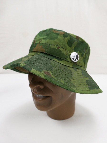 US Vietnam Jungle Hat tropical Buschhut Boonie Mitchell Leaf Pattern Gr.60 mit Peace Pin