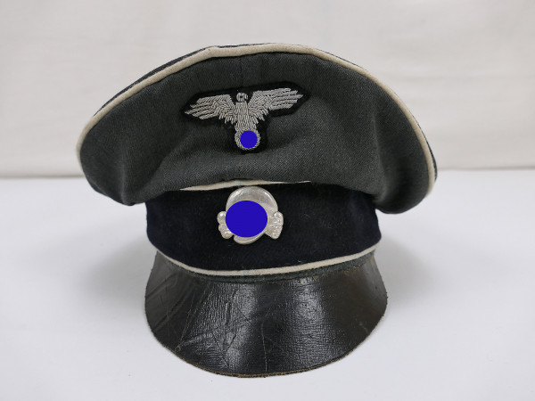 Waffen SS VT Schirmmütze Crusher Cap Doppia Faccia grau Gr.58 mit Effektenmix aus Museum