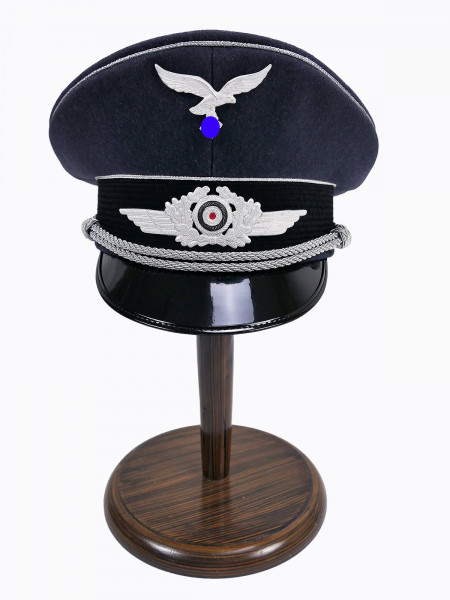Wehrmacht LUFTWAFFE Schirmmütze General Gr.59 mit Metall Effekten aus Vintage Wolltuch