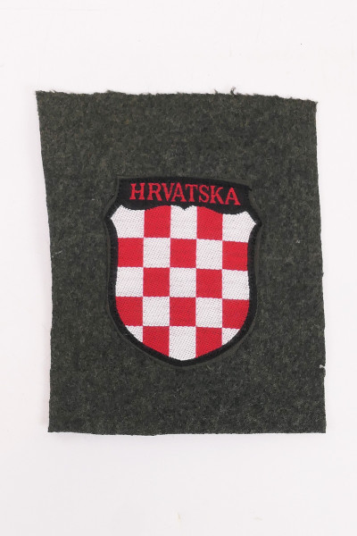 Ärmelabzeichen Freiwilligen Waffen SS Kroatien HRVATSKA auf Stoff Feldbluse