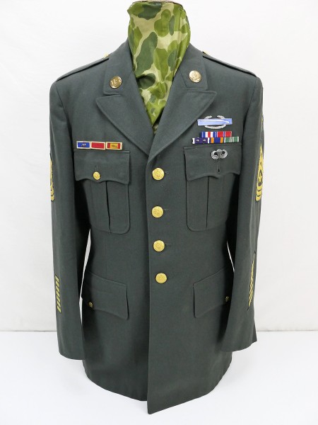 US ARMY Uniform Coat Man's Serge Green 1957 Airborne Special Forces 40L Korea Vietnam