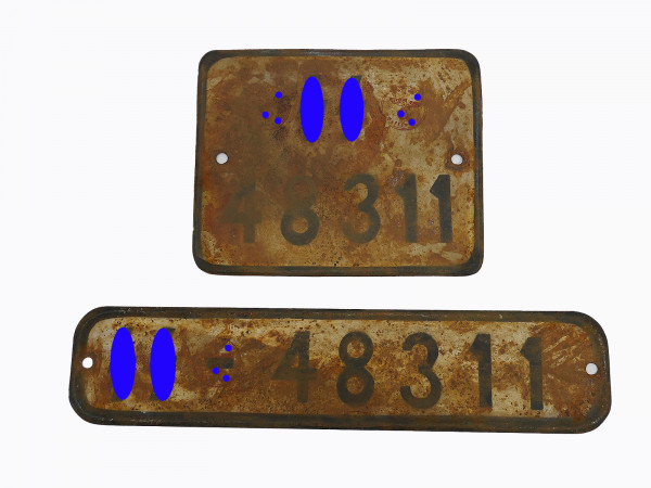 #C/ Waffen SS Satz Nummernschild KFZ Kennzeichen Kübelwagen VW82 Schwimmwagen VW166 ROST