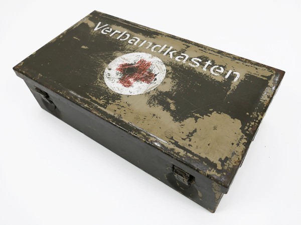 #C Wehrmacht Original KFZ Verbandkasten Rotkreuz Kiste Erste Hilfe Kasten mit Inhalt Verbandzeug