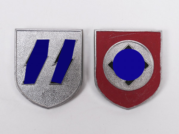 Waffen SS 2x Helmabzeichen Tropenhelm DAK Afrikakorps Helm Embleme