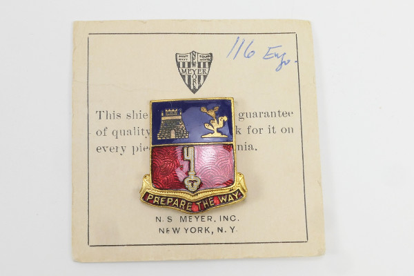 US WW2 Military Unit Crests Insignia 116th ENGINEER BATTAILON DI Pin Medal Badge Crest
