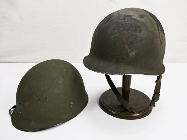 US ARMY WW2 M1 Fixed Bale Front Seam Helmet Stahlhelm mit U.S. Westinghouse Liner