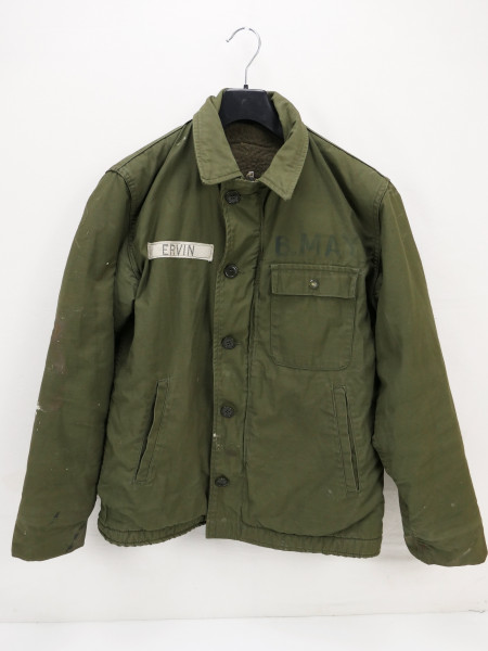 Original US NAVY Deck Jacket Cold Weather Permeable Bordjacke oliv Alpaka Futter