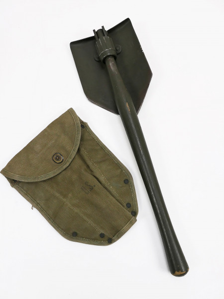 US ARMY Klappspaten AMES 1944 mit WW2 Tasche Entrenching Tool