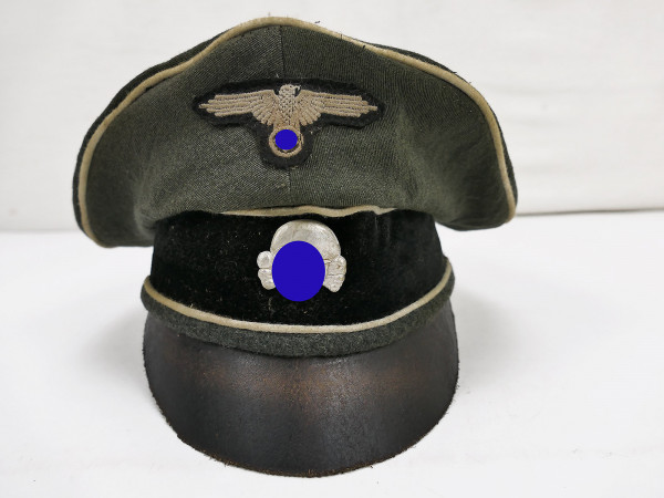 Waffen SS VT Offiziers Schirmmütze Crusher Cap Gr.58 mit Effekten Mix Unikat