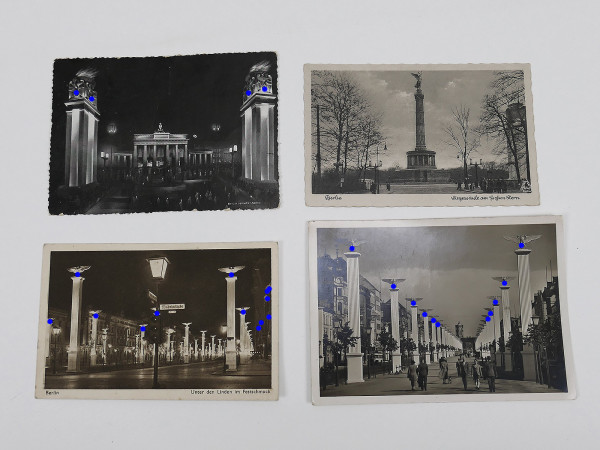 #68/ 4x Postkarte / PK 3.Reich BERLIN Unter den Linden Siegessäule Großer Stern