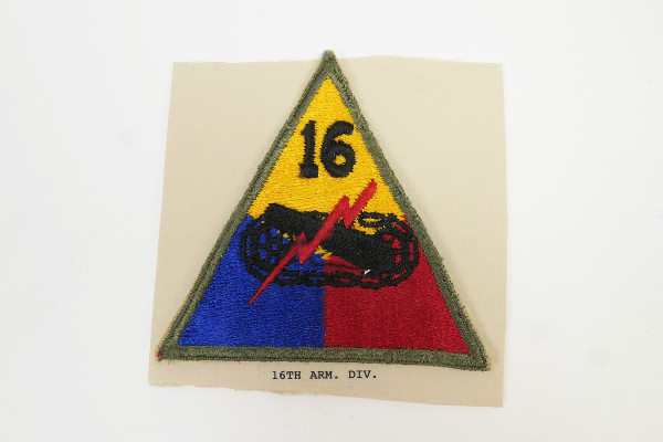 US ARMY WW2 Patch Ärmelabzeichen 16th Armored Division Panzerdivision 1941-1947