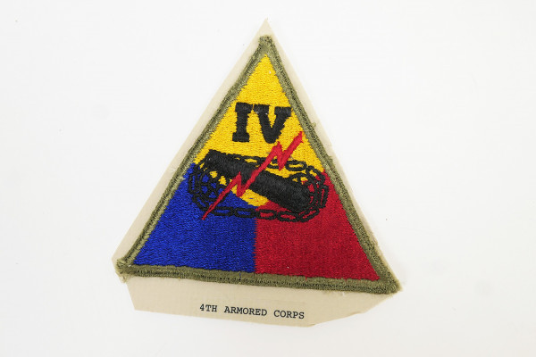 US ARMY WW2 Patch Ärmelabzeichen 4th Armored Division Panzerdivision 1941-1947 Römisch IV