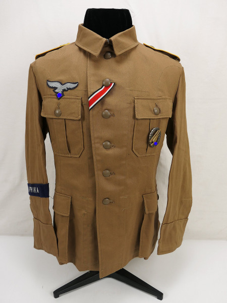 DAK Afrikakorps Luftwaffe Viertaschenrock Feldbluse Tropen Uniform Afrika Kämpfer