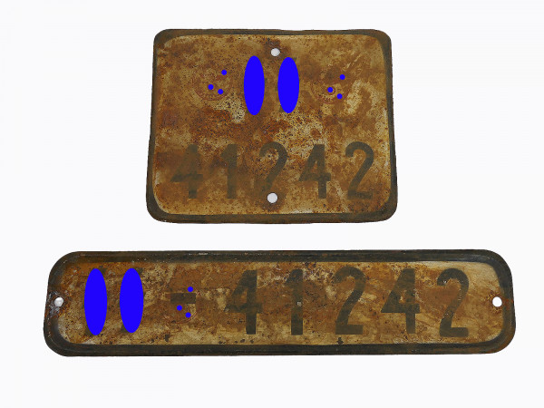 #F/ Waffen SS Satz Nummernschild KFZ Kennzeichen Kübelwagen VW82 Schwimmwagen VW166 ROST