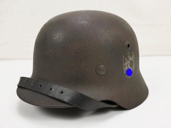 Wehrmacht DD Stahlhelm M35 ET64 Original mit Helmfutter u. Kinnriemen Scheunenfund Ardennen