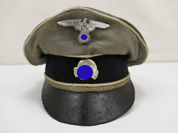 Waffen SS Schirmmütze Crusher Cap Gr.58 Original Leinentuch mit Metall Effekten