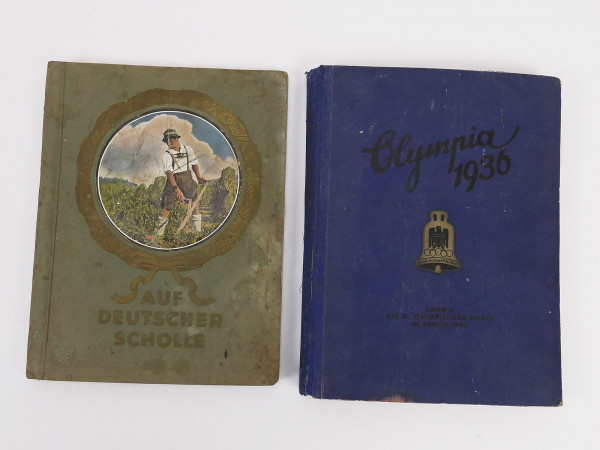 2x Sammelalbum Cigaretten Bilderdienst Olympia 1936 Bd.2 + Auf Deutscher Scholle schlechter Zustand