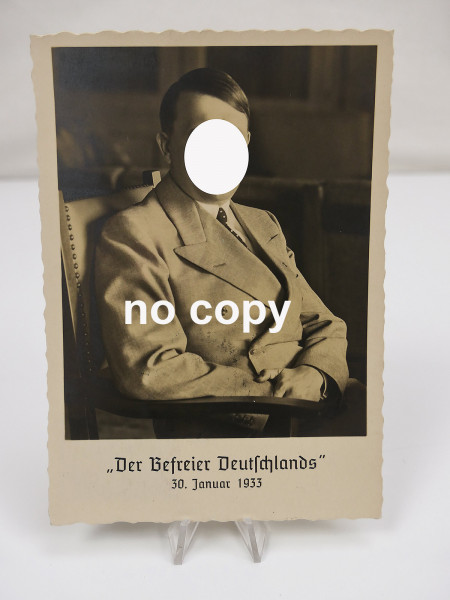 #19/ Postkarte / PK Thema A.H. Reichskanzler Führer Portrait Befreier m. Briefmarke Stempel