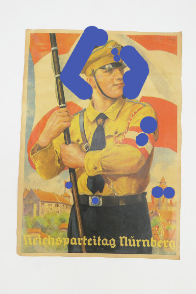 Vintage Bild Propaganda Plakat Poster - Reichsparteitag Nürnberg HJ Pimpf