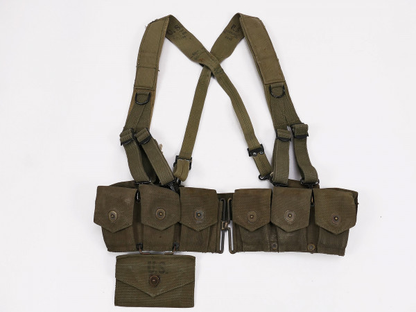 US ARMY Belt Cartridge Garand M1 mit Suspenders u. First Aid Kit Pouch