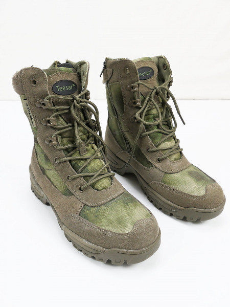 TEESAR Tactical Boots mit YKK Zipper A-Tacs Camo Einsatz Stiefel Gr. 42 / US 9