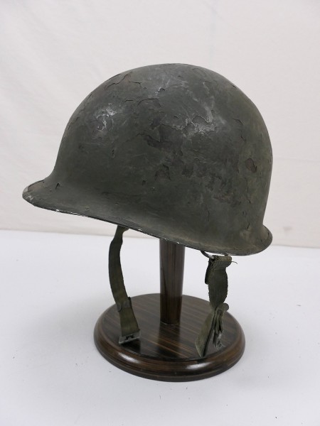 #120 Original US Army WW2 M1 Stahlhelm Helm Glocke gebördelt mit Lot Nr.
