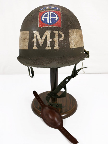 #2/ 82nd Airborne VET US ARMY Type WW2 M1 Stahlhelm MP Militärpolizei + Paratrooper Liner