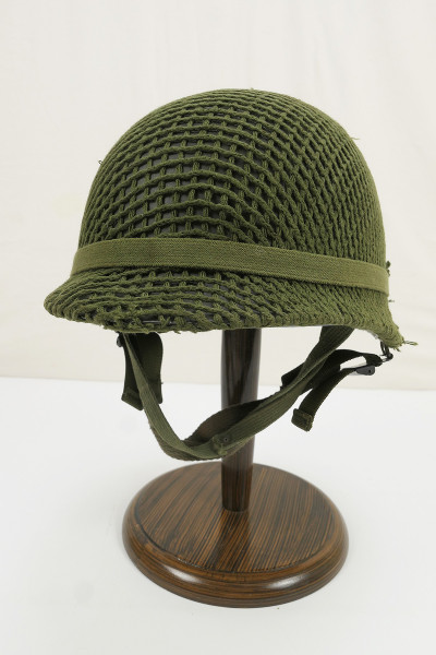 Dänischer TYP M1 Stahlhelm Helm mit Liner und Helmnetz Tarnbezug - Dänemark 80er Jahre