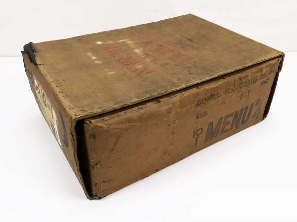 #B Original US Army WW2 Umverpackung Karton f. Verpflegung Ration für 10x Menu #4/5 May-1945