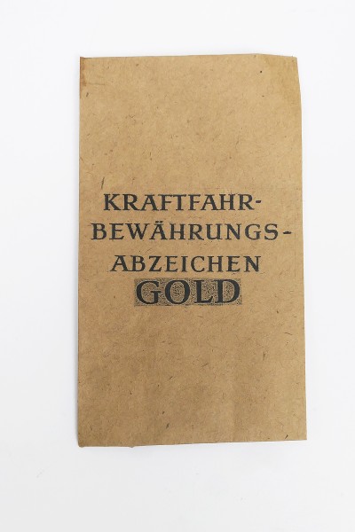 Verleihungstüte für Orden - Kraftfahrbewährungsabzeichen Gold