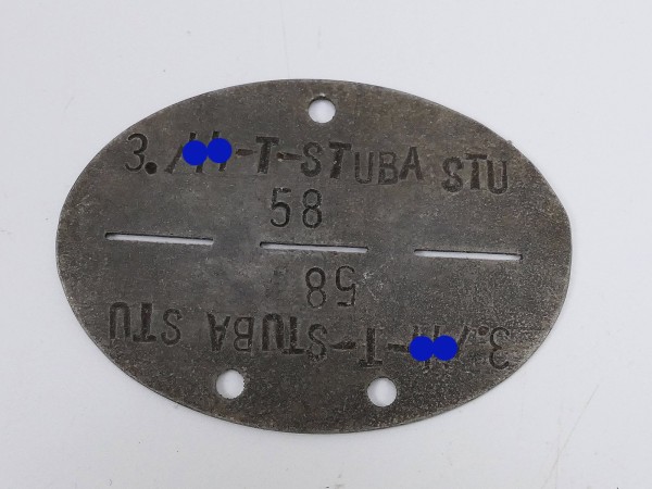 Erkennungsmarke SS T STUBA STU 58