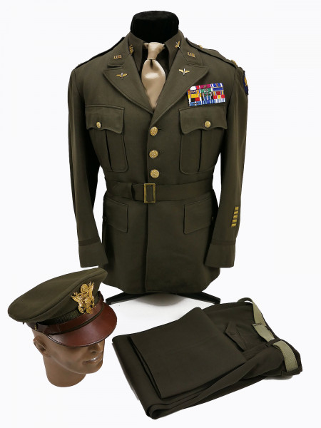 WW2 USAF Officers Uniform Grouping Service CLASS A UNIFORM Jacket Shirt Trousers Crusher Cap