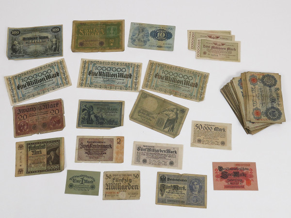 104 Teile Konvolut alte Geldscheine Reichsbanknote Notgeld Reichsbahn Reichskassenschein