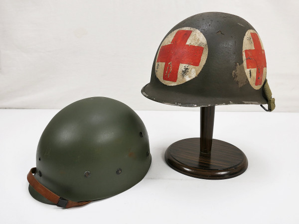 US ARMY Type WW2 M1 Stahlhelm Rotkreuz Sanitäter / Medic helmet + Liner Kinnriemen