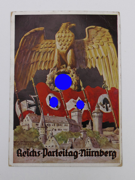 #31 Original farbige Propaganda Postkarte Reichsparteitag Nürnberg 1935 vom Parteitag gelaufen