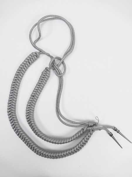 Wehrmacht PARADE Fangschnur Affenschaukel Adjutantenschnur - doppelt - Uniform silber