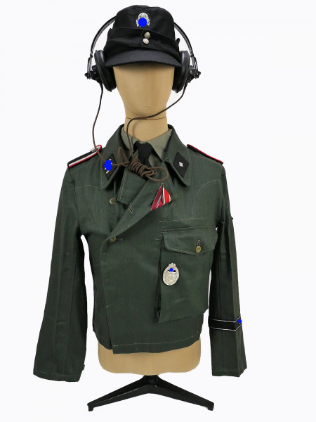 Waffen SS Sturmgeschützjacke Drillich Uniform Sturmgeschütz LAH Leibstandarte mit Panzermütze