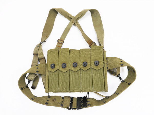 Original US WW2 Koppel SET M-1936 pistol belt 1943 / M36 Suspenders 1942 Thompson Magazintasche