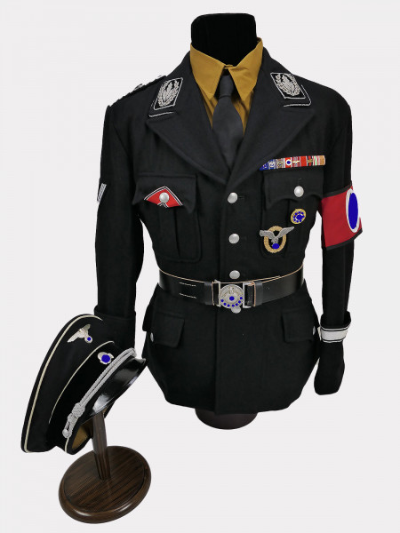 Schwarzes Uniform Ensemble Allgemeine SS M32 nach Vorlage Heinrich Himmler RFSS