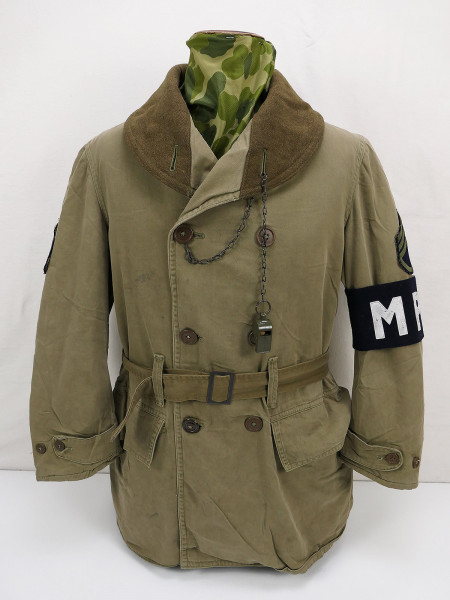 US WW2 MP Mackinaw Winter Field Jacket Military Police Feldjacke Gr.Small mit Trillerpfeife