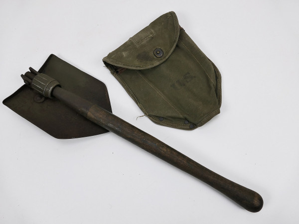 ORIGINAL US ARMY WW2 Klappspaten 1944 mit Tasche Entrenching Tool