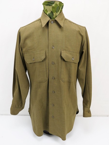 Original US WW2 Mustard Shirt M1937 Mannschaften Feldhemd Hemd Gr. 14 1/2 x 33