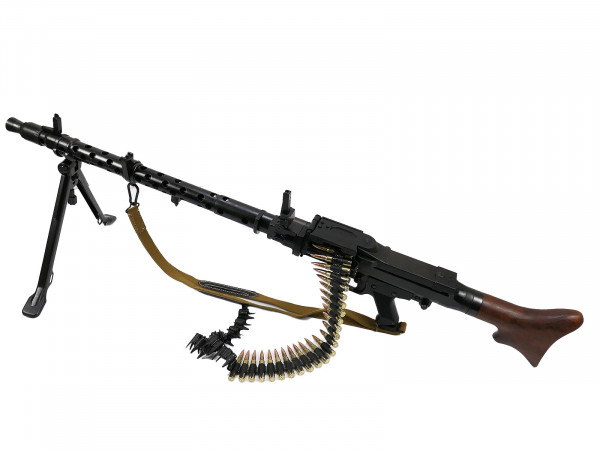 Wehrmacht Maschinengewehr MG34 Deko Modell mit Trageriemen und MG Gurt Sonderumbau 25/01 0024