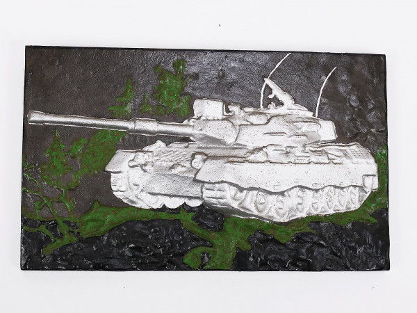 Erinnerungs Wand Relief Panzertruppe Kampfpanzer Leopard 2 Metall Platte ca. 27x16.5cm