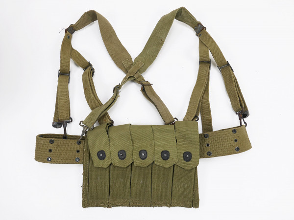 Original US WW2 Koppel SET M-1936 pistol belt 1942 / M36 Suspenders 1942 Thompson Magazintasche